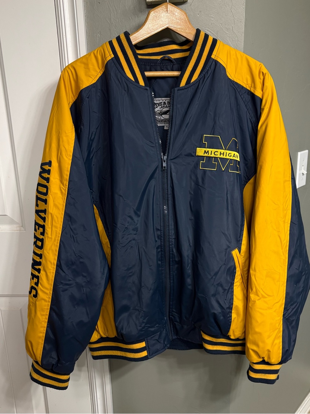 Steve & Barry's Navy and Yellow Varsity-Style Bomber Jacket
